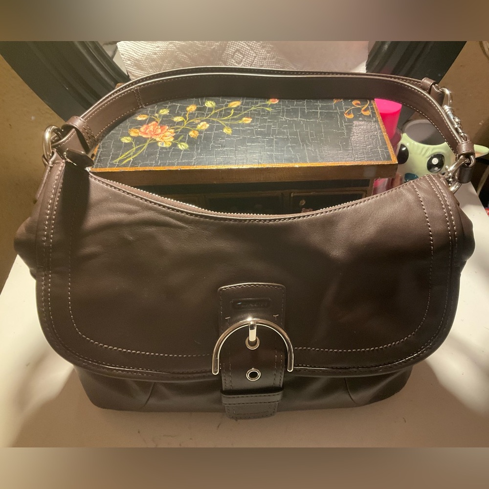 Coach Dk Chocolate Leather Bag EUC